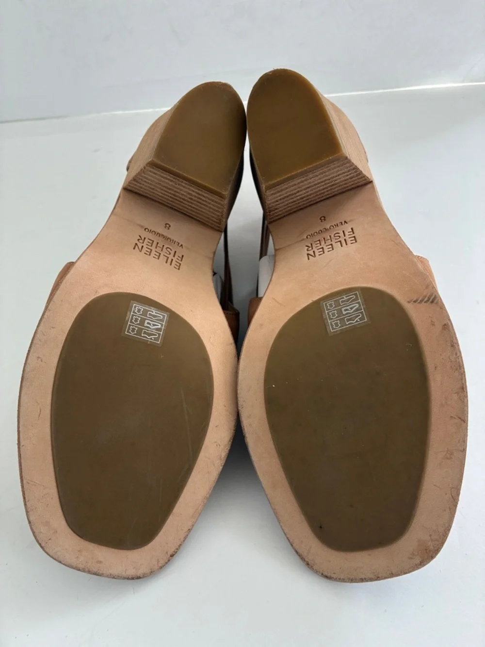EILEEN FISHER Nikki Sandal Honey Suede Peep-Toe Block Heel Booties Size 8 NEW - Picture 10 of 12